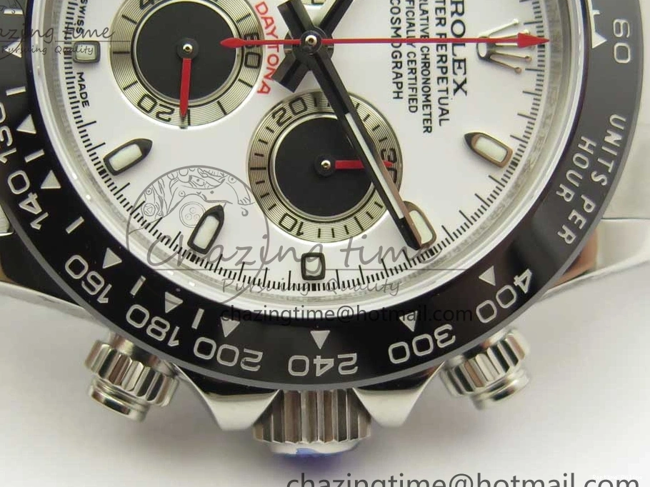 0107 Daytona 116500 JHF Best Edition Ceramic Bezel White Dial Black Red on SS Bracelet A Elegant 3266